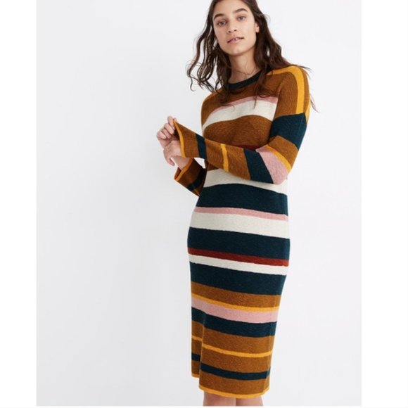 SOLD!! Madewell Striped Sweater Midi Dress - Picture 2 of 6